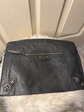 Balenciaga Black Leather Logo Patch Interior Detail